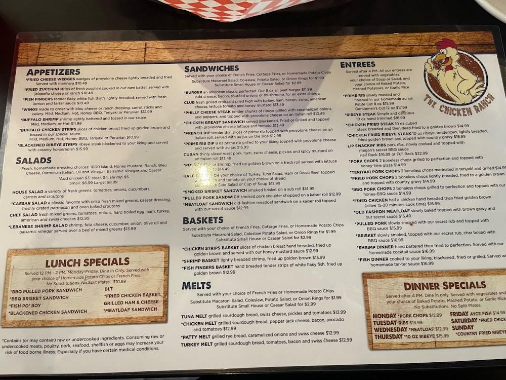 The Chicken Ranch Menu image 1